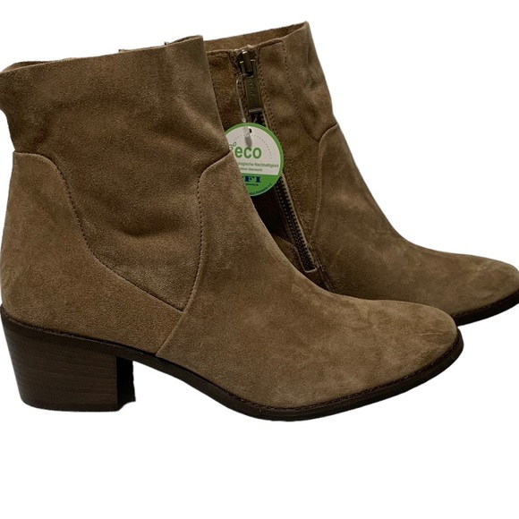Paul Green Boots Women’s SZ 7.5 Nicole Bootie Antelope Brown Suede Stacked Heel